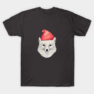 Arctic Fox Wearing a Christmas Hat T-Shirt